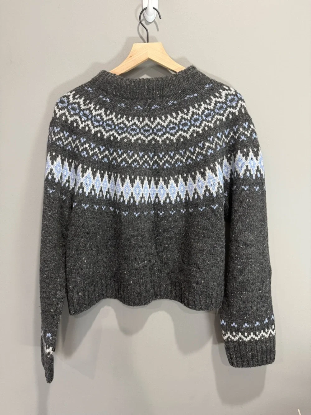 JCREW Charcoal Fair Isle Crewneck Sweater‎ - Women Size Large